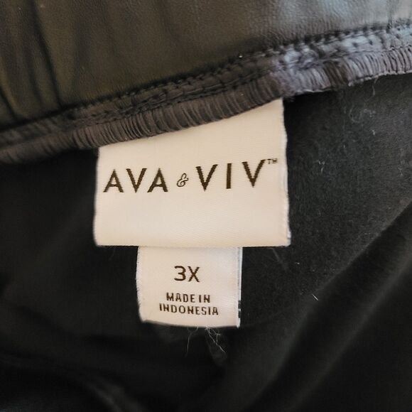 Ava & Viv Womens 3X Faux Leather Coated Pull On Leggings Black Plus Size 24W/26W - Picture 5 of 7